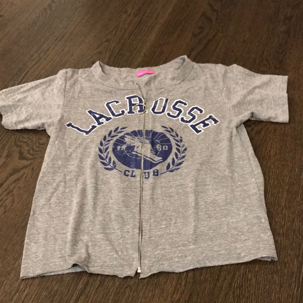 Zip front heather grey tee